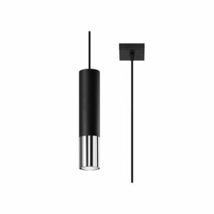 Fekete-ezüstszínű fém függőlámpa ø 8 cm Longbot – Sollux kép