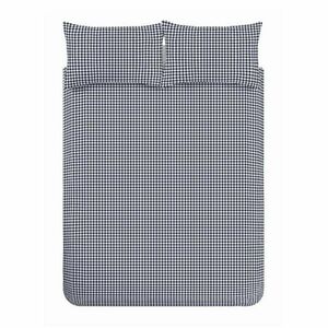 Sötétkék kétszemélyes háromrészes ágyneműhuzat 200x200 cm Bamford Gingham Check – Catherine Lansfield kép