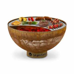 Blumfeldt Savage, tűzrakóhely grillel, Ø 60.5 cm, acél, védőfedél, rozsdás hatás kép