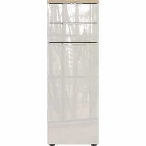 Krémszínű fényes magas-keskeny fürdőszoba szekrény 39x112 cm Tavira – Germania kép