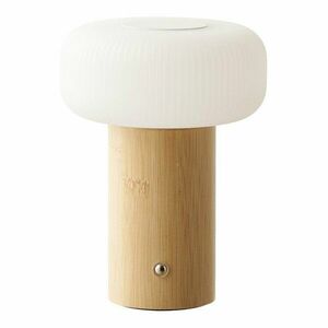 Fehér-natúr színű bambusz asztali lámpa műanyag búrával (magasság 18 cm) Stafford – House Nordic kép