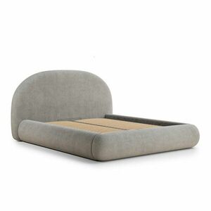 Szürkésbézs kárpitozott ágyneműtartós franciaágy ágyráccsal 160x200 cm Maumere – Maison de Rêve kép