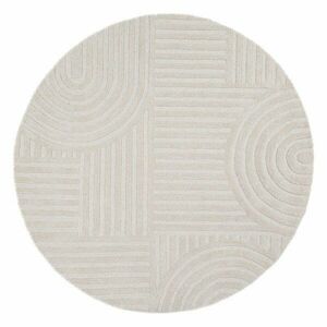 Elefántcsont színű kézi szövésű gyapjú kerek szőnyeg ø 160 cm Zen Garden – Flair Rugs kép