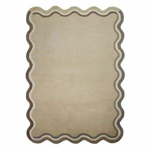 Natúr színű kézi szövésű gyapjú szőnyeg 200x290 cm Leo Scallop – Flair Rugs kép
