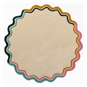 Natúr színű kézi szövésű gyapjú kerek szőnyeg ø 180 cm Leo Scallop – Flair Rugs kép
