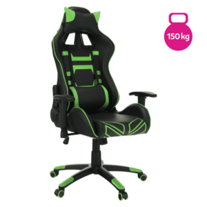Irodai/gamer fotel, fekete/zöld, teherbírás 150 kg, BILGI kép