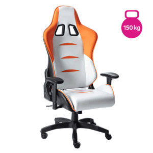 Irodai/gamer szék, fehér/narancssárga/fekete, teherbírás 150 kg, ASKARE kép