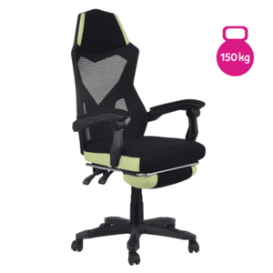 Irodai/gamer szék, fekete/zöld, teherbírás 150 kg, JORIK kép