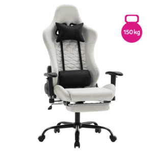 Irodai/gamer szék, fehér/fekete, teherbírás 150 kg, PAPIBAS kép