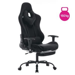 Irodai/gamer szék, fekete Velvet szövet, teherbírás 150 kg, SALOP kép