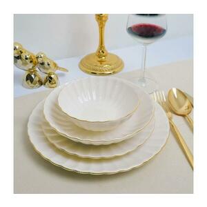 24 darabos porcelán étkészlet, fehér/arany 858CMR1323 kép