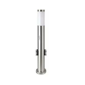 Kültéri érzékelős lámpa + 2 aljzat 1xE27/60W/230V IP44 60cm matt króm 8977 kép