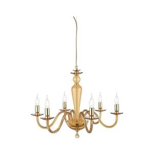 Ondaluce - Zsinóros csillár PAGANINI 6xE14/10W/230V átm. 70 cm arany/füstös bézs LP.PAGAN/6-AMB kép