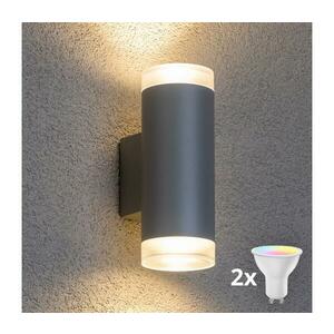BRILAGI - LED RGBW kültéri fali lámpa MATERA 2xGU10/4, 8W/230V szürke IP54 BG0980+2xAI2382 kép