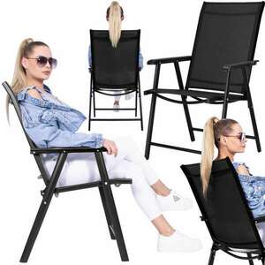 Springos összecsukható kerti Szék 57x69x105cm - Fekete kép