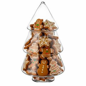 Springos karácsonyi üveg süteménytároló 13x25cm kép