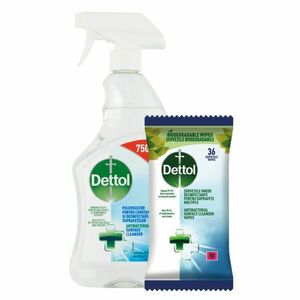 Dettol antibakteriális Felülettisztító spray és törlőkendő csomag kép