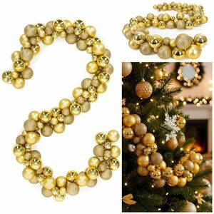 Springos karácsonyi díszgömb girland 160cm, arany kép