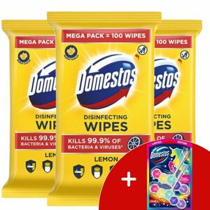 Domestos Higiénikus Törlőkendő Lemon 3x100db + AJándék Domestos P... kép