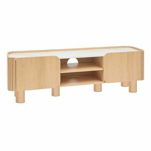 TV állvány 160 cm , 2 ajtóval, tárolórésszel, fa, márvány mintás - CUBO - Butopêa kép