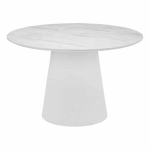 Étkezőasztal, márványhatású, kerek, fa, fehér, 120 cm - LUNE - Butopêa kép