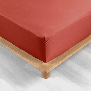 Téglavörös gumis pamut-perkál lepedő 90x190 cm Percaline – douceur d'intérieur kép