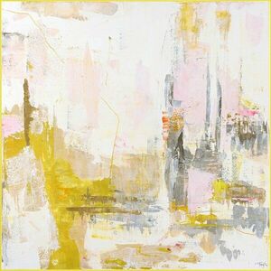 Nyomtatott keretezett vászon kép kézzel festett részletekkel 102x102 cm New Age Yellow – Malerifabrikken kép