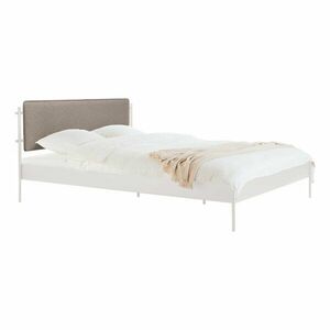 Fehér acél kárpitozott franciaágy ágyráccsal 160x200 cm Eton Basic – noo.ma kép