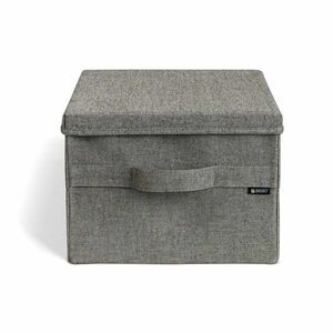 Szürke fedeles textil tárolódoboz 31x41x22 cm Soft Storage Medium – Bigso kép