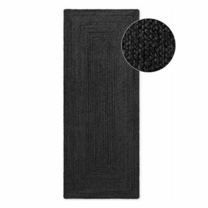 Fekete kétoldalas-kézi szövésű juta futószőnyeg 80x200 cm Juno – Hanse Home kép