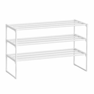 3 szintes fém cipőtároló, fehér 92x30x55cm kép