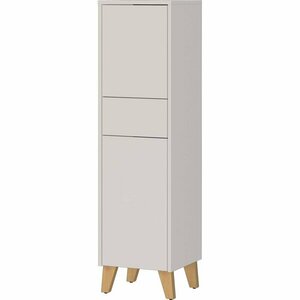 Krémszínű matt magas fürdőszoba szekrény 33x123 cm Arnea – Germania kép