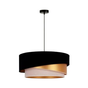 - Csillár zsinóron KOBO 1xE27/15W/230V átm. 45 cm fekete/arany/krémes 600170 kép