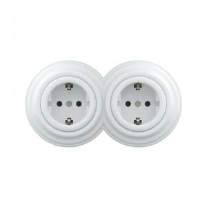 lap - Dupla retro lakossági Schuko dugalj kerettel 230V hófehér 2xKA0152+2xKA0160 kép