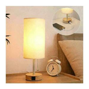 BRILAGI - Asztali lámpa USB-porttal TABLON 1xE27/25W/230V tölgy/bézs/krém BG3675+BG3681 kép