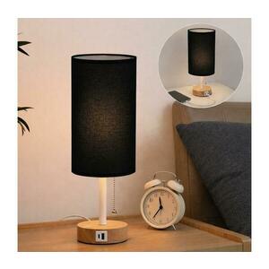 BRILAGI - Asztali lámpa USB-porttal TABLON 1xE27/25W/230V tölgy/fehér/fekete BG3674+BG3682 kép