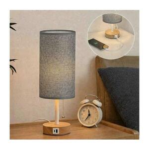 BRILAGI - TABLON asztali lámpa USB-porttal 1xE27/25W/230V tölgy/fehér/szürke BG3674+BG3683 kép