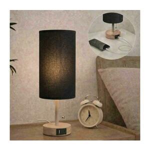 BRILAGI - Asztali lámpa USB-porttal TABLON 1xE27/25W/230V tölgy/bézs/fekete BG3675+BG3682 kép
