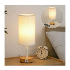 BRILAGI - Asztali lámpa USB-porttal TABLON 1xE27/25W/230V tölgy/fehér BG3674+BG3680 kép