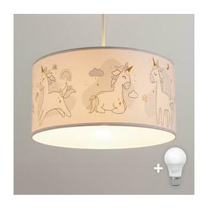 BRILAGI - LED gyerek függeszték zsinóron BOBO 1xE27/60W/230V átm. 35 cm fehér/unikornis mintás 8590828051121 kép