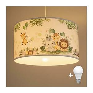 BRILAGI - BOBO LED gyerekszoba csillár zsinóron 1xE27/60W/230V átm. 35 cm fehér/dzsungel 8590828051398 kép