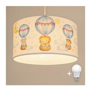 BRILAGI - LED gyerek függeszték zsinóron BOBO 1xE27/60W/230V átm. 35 cm fehér/állatmintás 8590828051343 kép