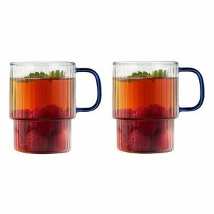 Kék üveg bögre szett 2 db-os cappucinóhoz 350 ml Livio – Vialli Design kép