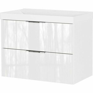 Fehér fényes fali mosdó alatti szekrény 81x65 cm Celano – Germania kép