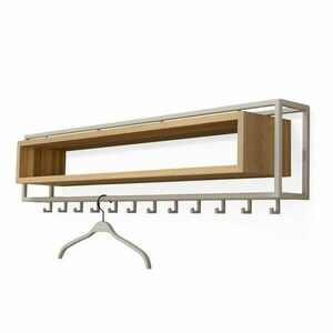Natúr színű-szürkésbarna tölgyfa fali fogas polccal 118 cm School – Spinder Design kép