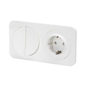 B.V. - 5-ös dupla kapcsoló és SCHUKO 230V aljzat kerettel, fehér B201011JG kép