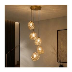 Zsinóros csillár CRISTAL 5xE14/15W/230V sárgaréz/füstös bézs LM-5.302/PATYNA/AMBER kép