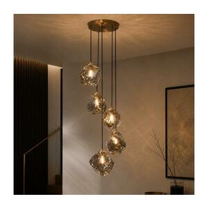 CRISTAL kábeles csillár, 5x E14/15W/230V, sárgaréz/füstös fekete LM-5.302/PATYNA/SMOKY kép
