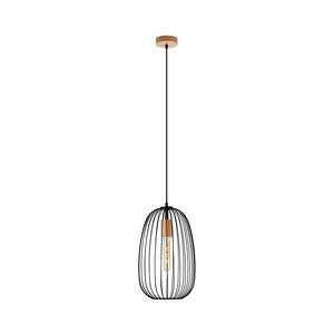 OVELLA kábeles függeszték 1xE27/15W/230V, átm. 25 cm, fekete/fenyő W-KM 1367/1 BK+DS kép