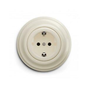 Reblig - Retro Schuko fali aljzat kerettel, 230V/16A, bézs RG0134+RG0144 kép